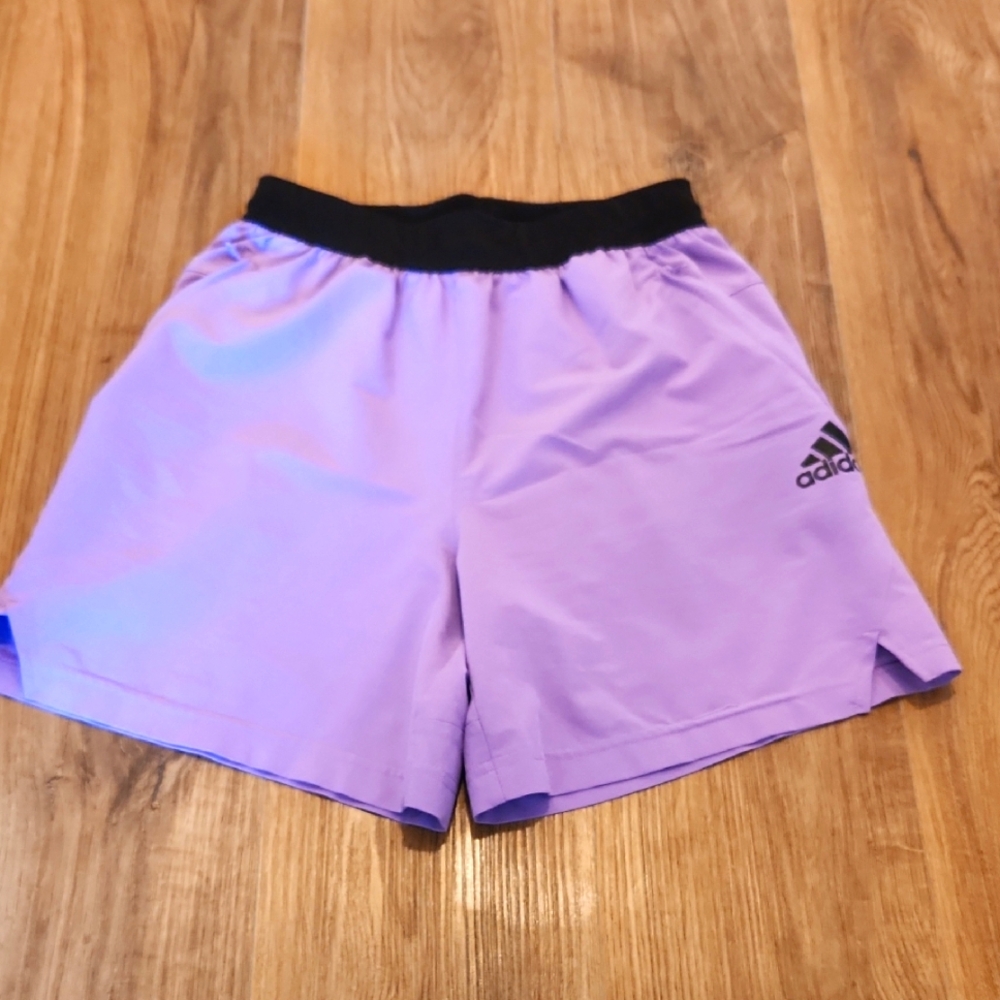 Mens Adidas Lavender Sports Shorts with Black Waistband